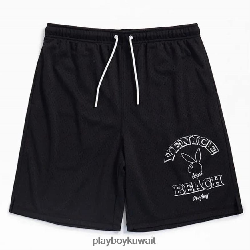 Playboy رجال بي بي فينيسيا بيتش شورت شبكي 17 بوصة R820R580 ملابس أسود