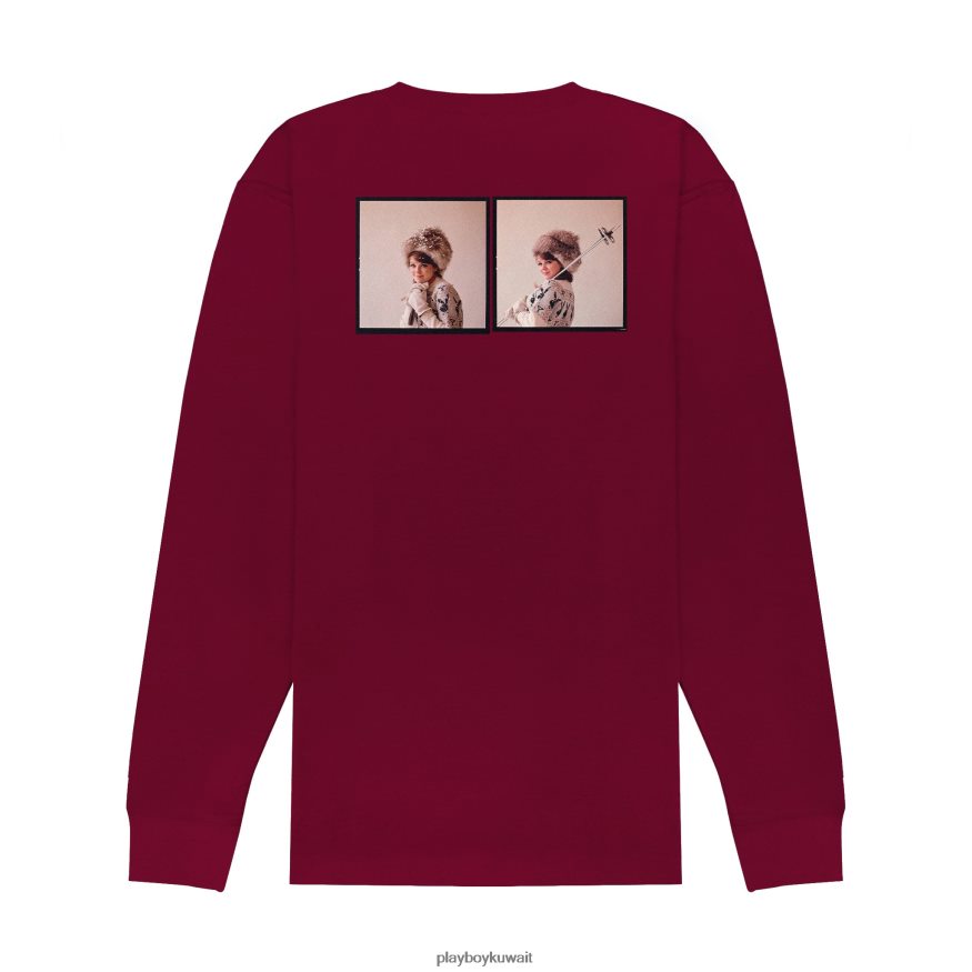 Playboy رجال يناير 1964 زميل اللعب شارون روجرز أرنب التزلج بأكمام طويلة R820R184 ملابس كستنائي