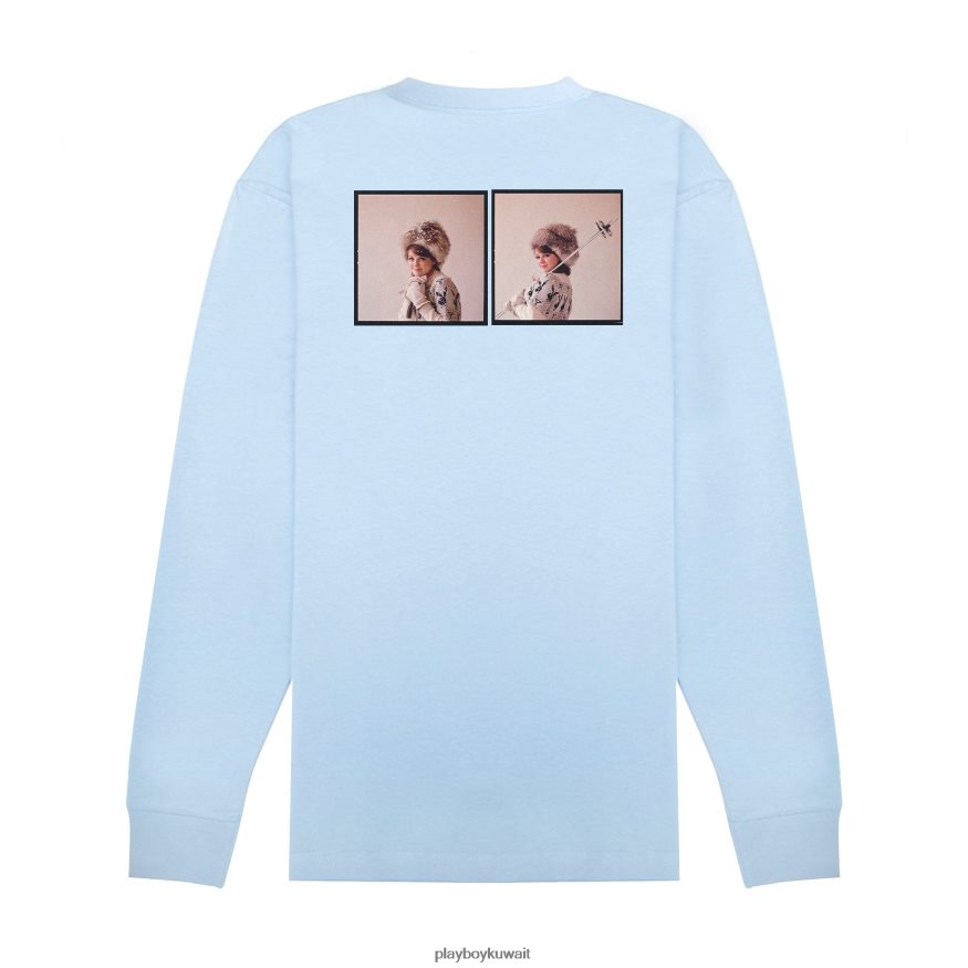 Playboy رجال يناير 1964 زميل اللعب شارون روجرز أرنب التزلج بأكمام طويلة R820R187 ملابس أزرق فاتح