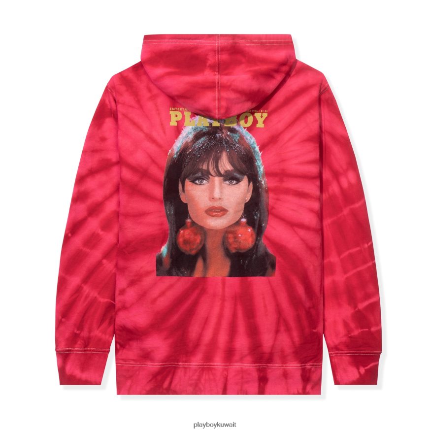 Playboy رجال ديسمبر 1966 هودي بغطاء مصبوغ وربطة عنق R820R464 ملابس أحمر