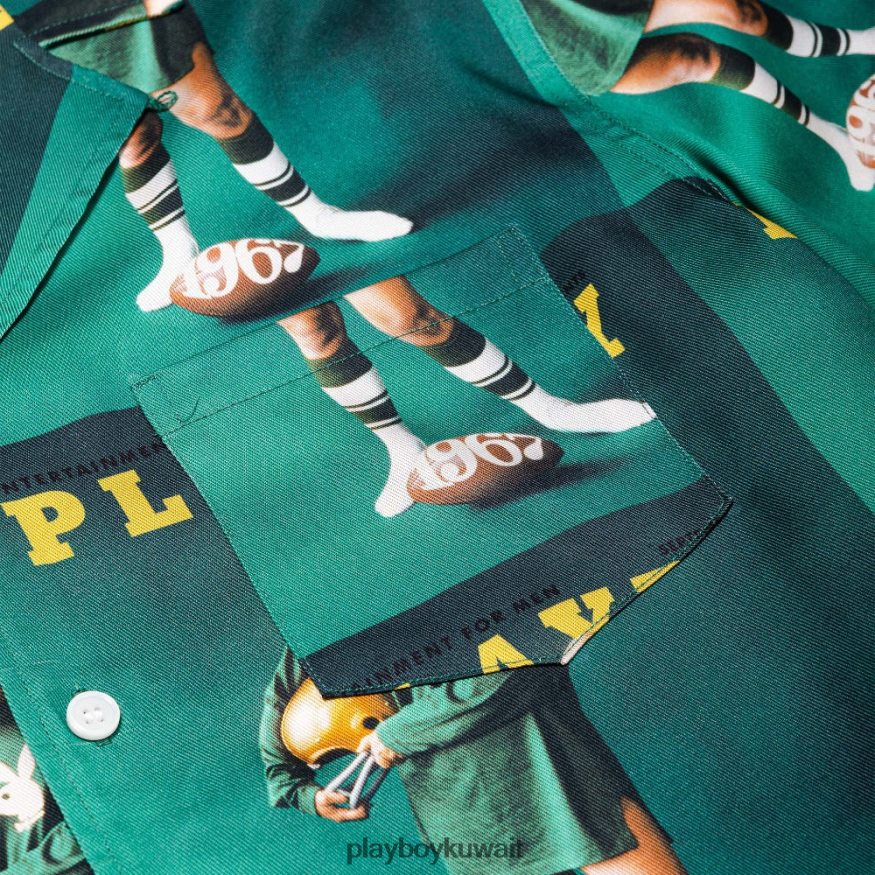 Playboy رجال قميص معسكر سوللاند سبتمبر 1967 R820R219 ملابس أخضر