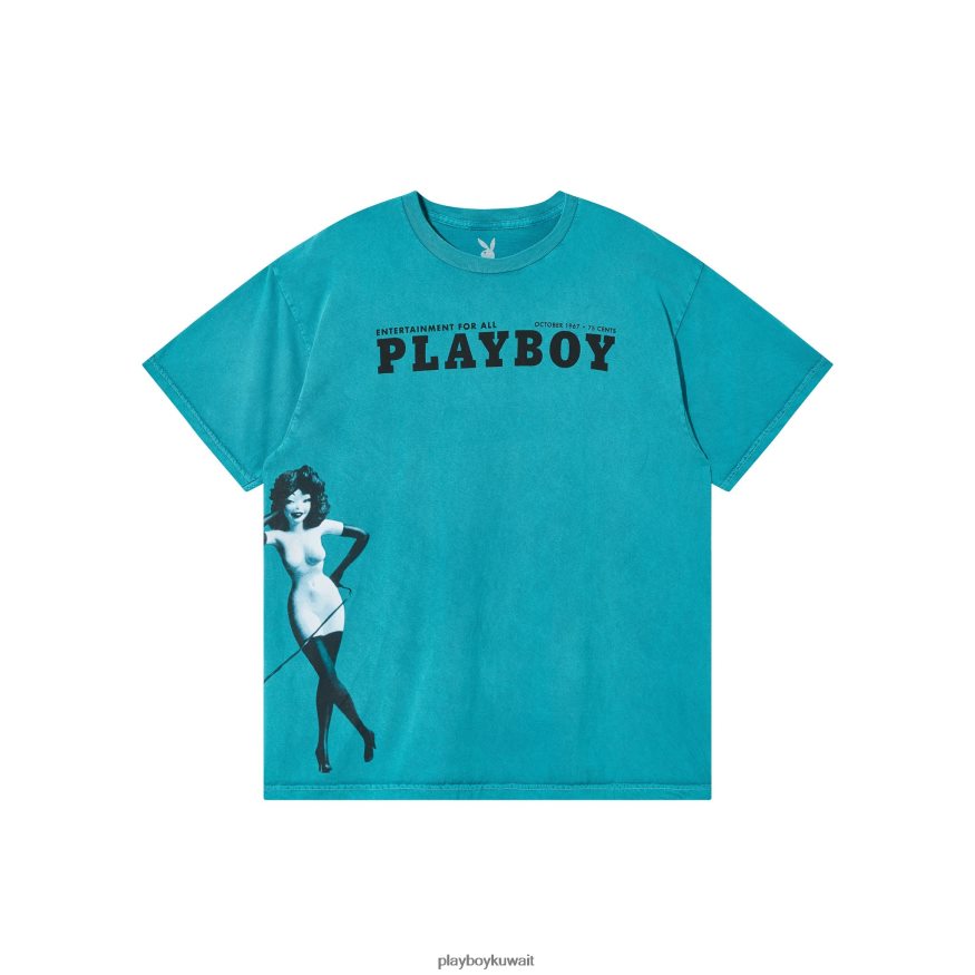 Playboy رجال أكتوبر 1967 تي شيرت بغطاء مغسول R820R295 ملابس إبداعي