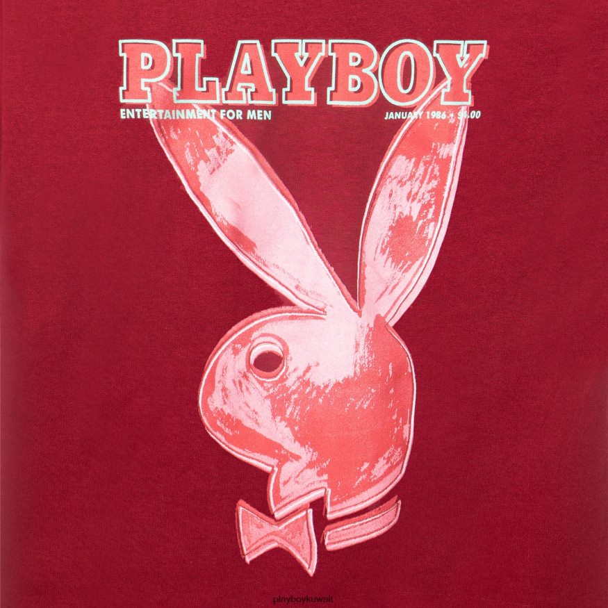Playboy رجال يناير 1986 تي شيرت آندي وارهول R820R163 ملابس أحمر