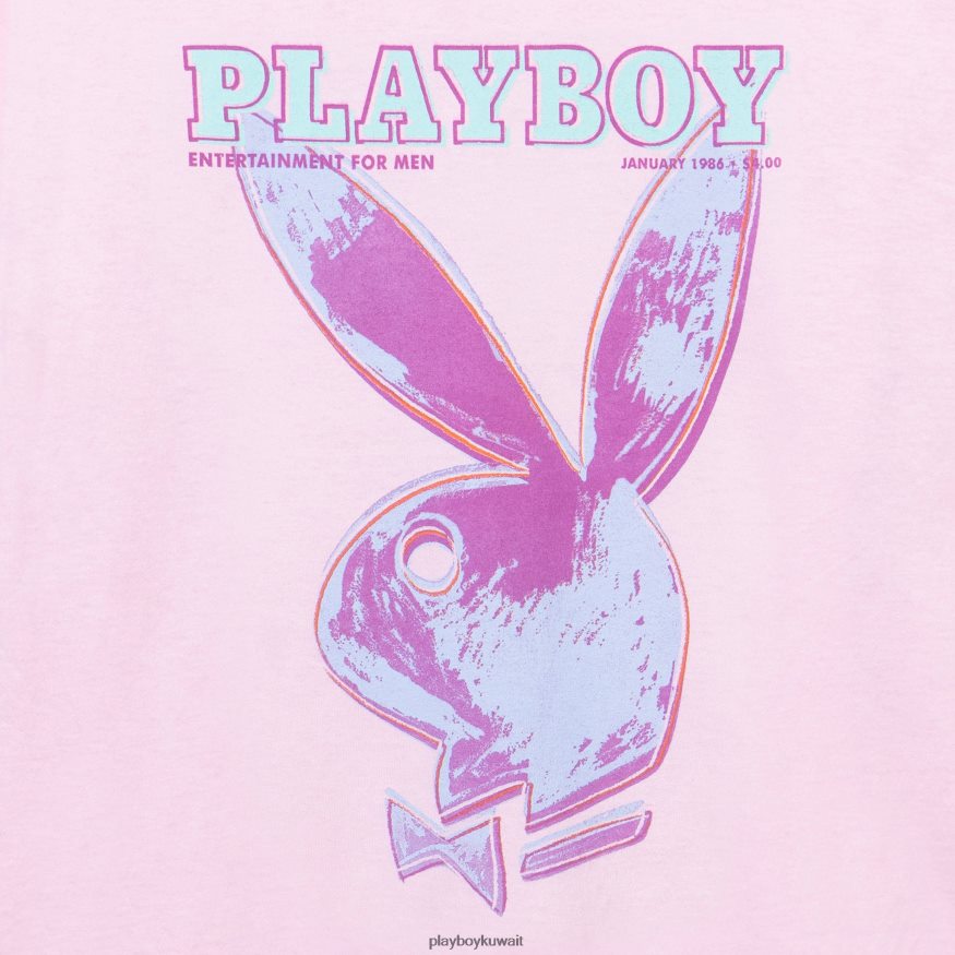 Playboy رجال يناير 1986 آندي وارهول غطاء تي شيرت طويل الأكمام R820R164 ملابس لون القرنفل