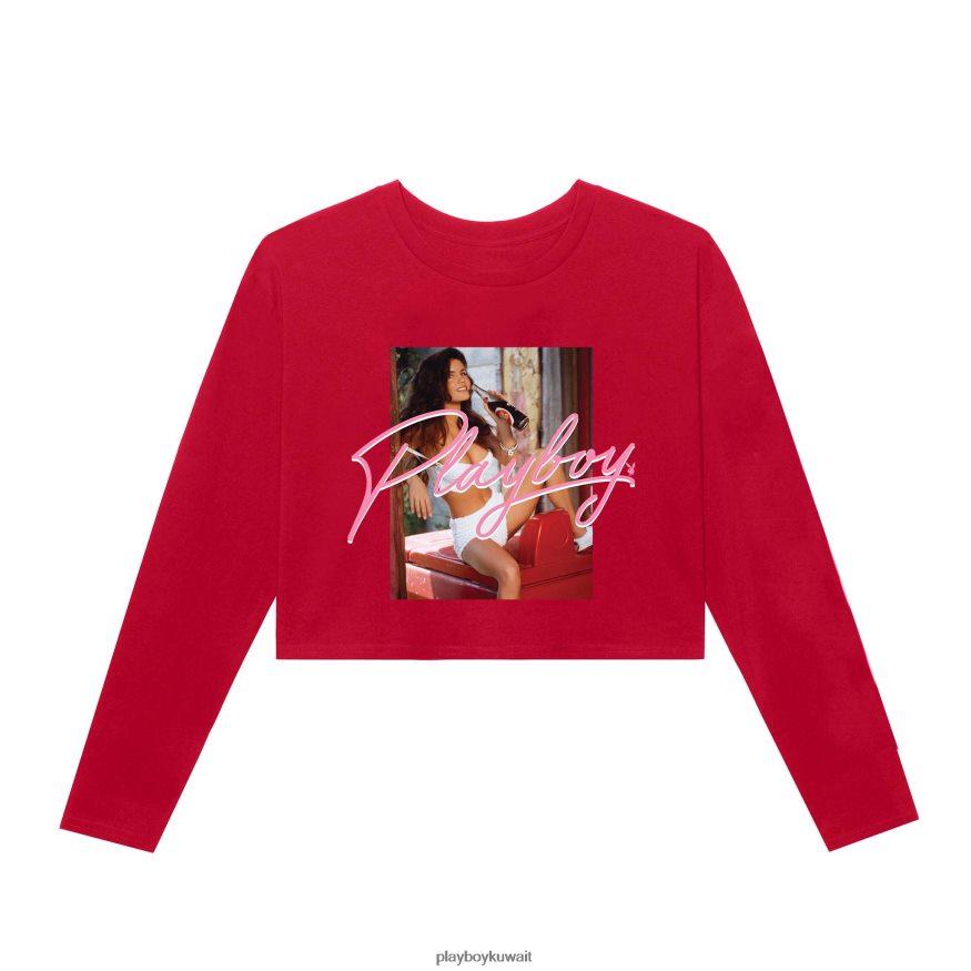 Playboy نحيف أغسطس 1993 زميلة اللعب جينيفر لافوي قصيرة الأكمام R820R961 ملابس أحمر