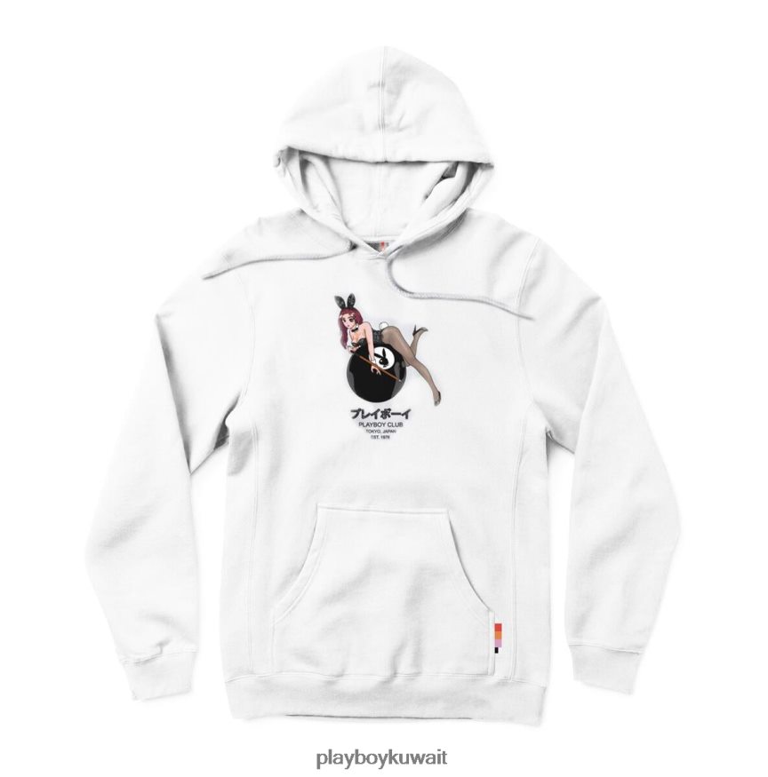 Playboy رجال هوديي نادي طوكيو 8 كرات R820R347 ملابس أبيض