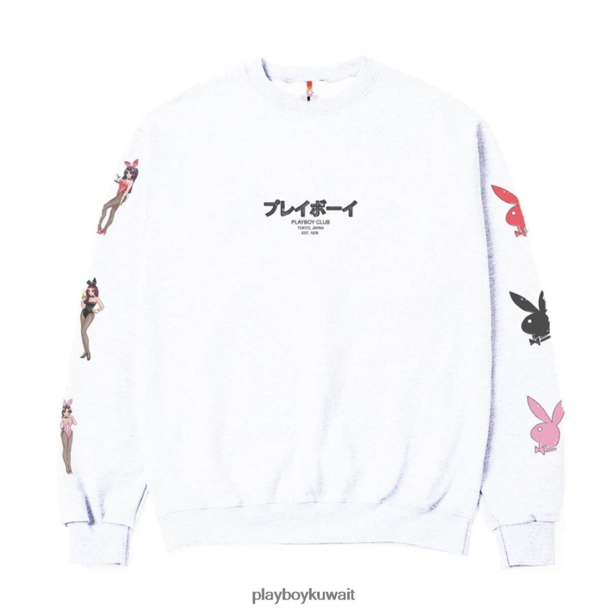 Playboy رجال طوكيو نادي الأرنب Crewneck R820R343 ملابس أبيض