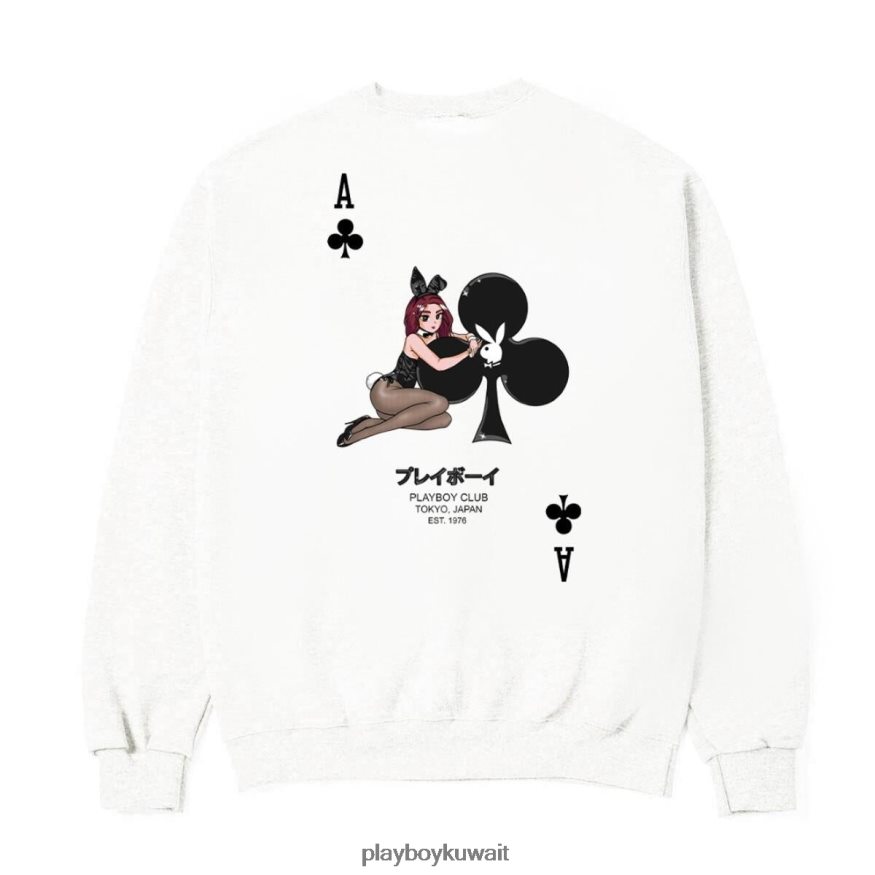 Playboy رجال الآس من البلوز نادي Crewneck R820R360 ملابس أبيض