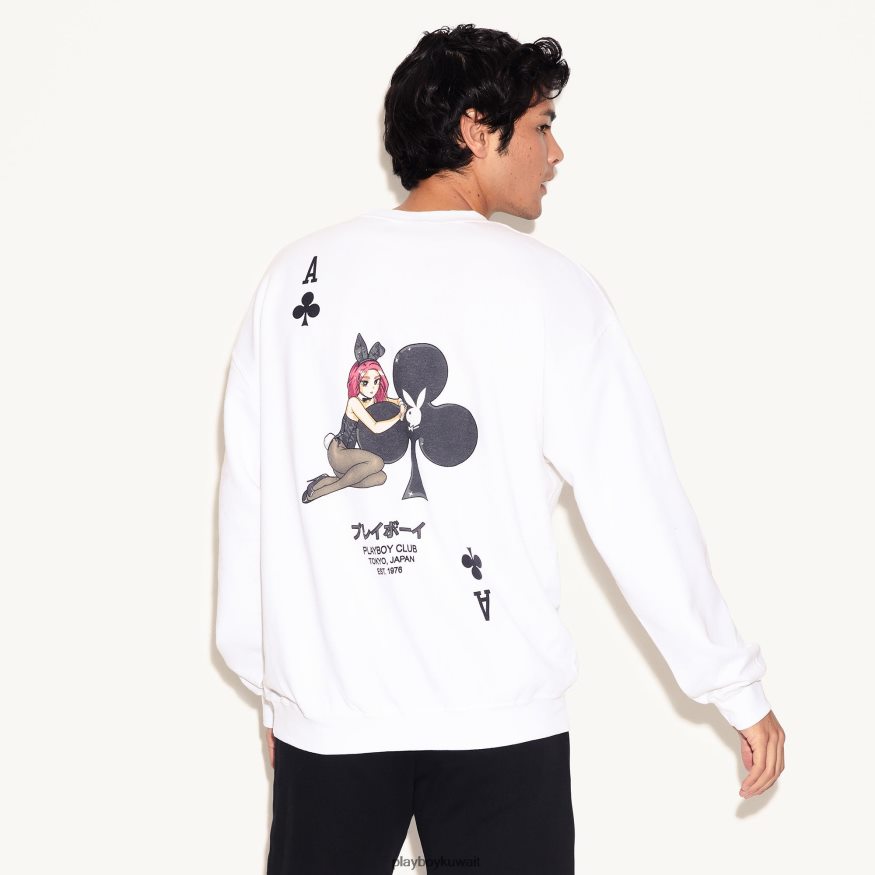 Playboy رجال الآس من البلوز نادي Crewneck R820R360 ملابس أبيض