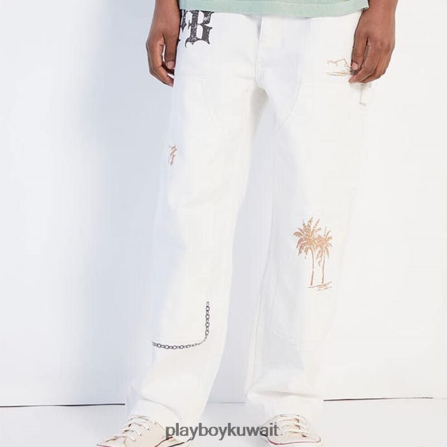 Playboy رجال كريم بنطال ركبة مزدوج عتيق من Pb R820R554 ملابس إبداعي