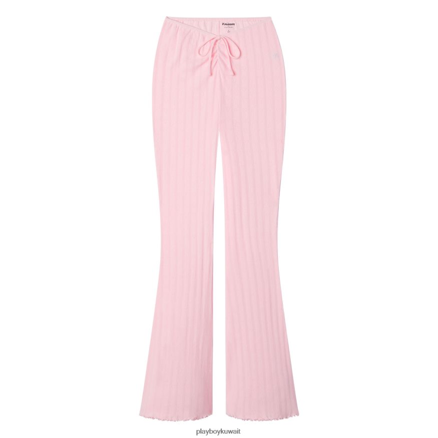 Playboy نحيف بنطال واسع بشعار Pointelle R820R1197 ملابس وردي فاتح