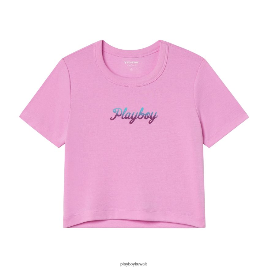 Playboy نحيف تيشيرت قصير لقضاء عطلة الشتاء R820R1019 ملابس لون القرنفل