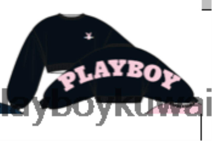 Playboy نحيف سترة متماسكة كبيرة الحجم برسومات خلفية R820R1069 ملابس أسود