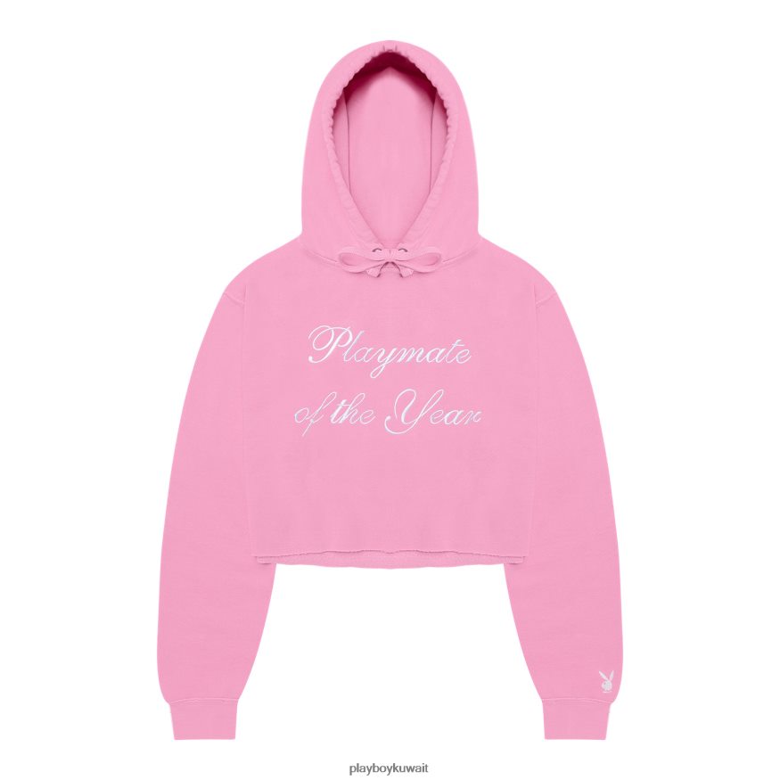 Playboy نحيف زميل اللعب لهذا العام هوديي الطباعة R820R1070 ملابس وردي/أبيض