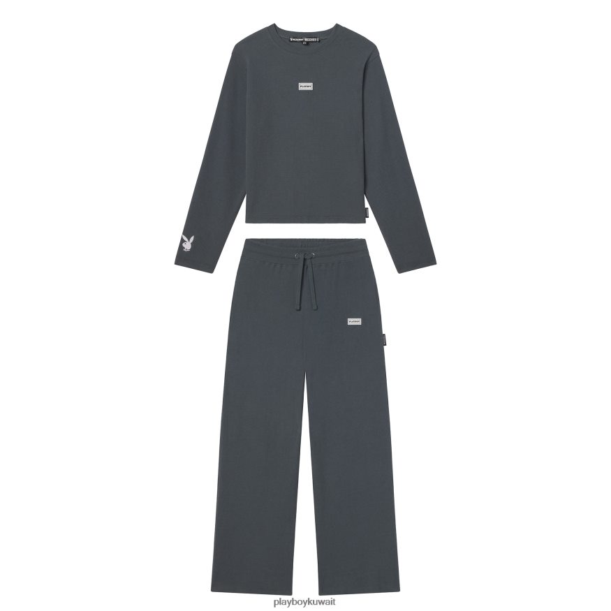 Playboy نحيف مجموعة صالة طويلة الأكمام R820R1072 ملابس رمادي
