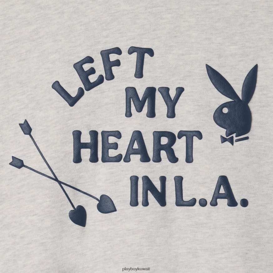 Playboy نحيف تركت قلبي في لوس أنجلوس طاقم الرقبة R820R1103 ملابس هيذر رمادي