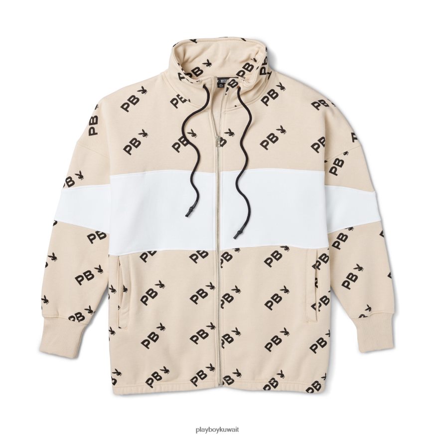 Playboy نحيف سويت شيرت بسحاب ملون ومطبوع بالكامل R820R1127 ملابس حجر