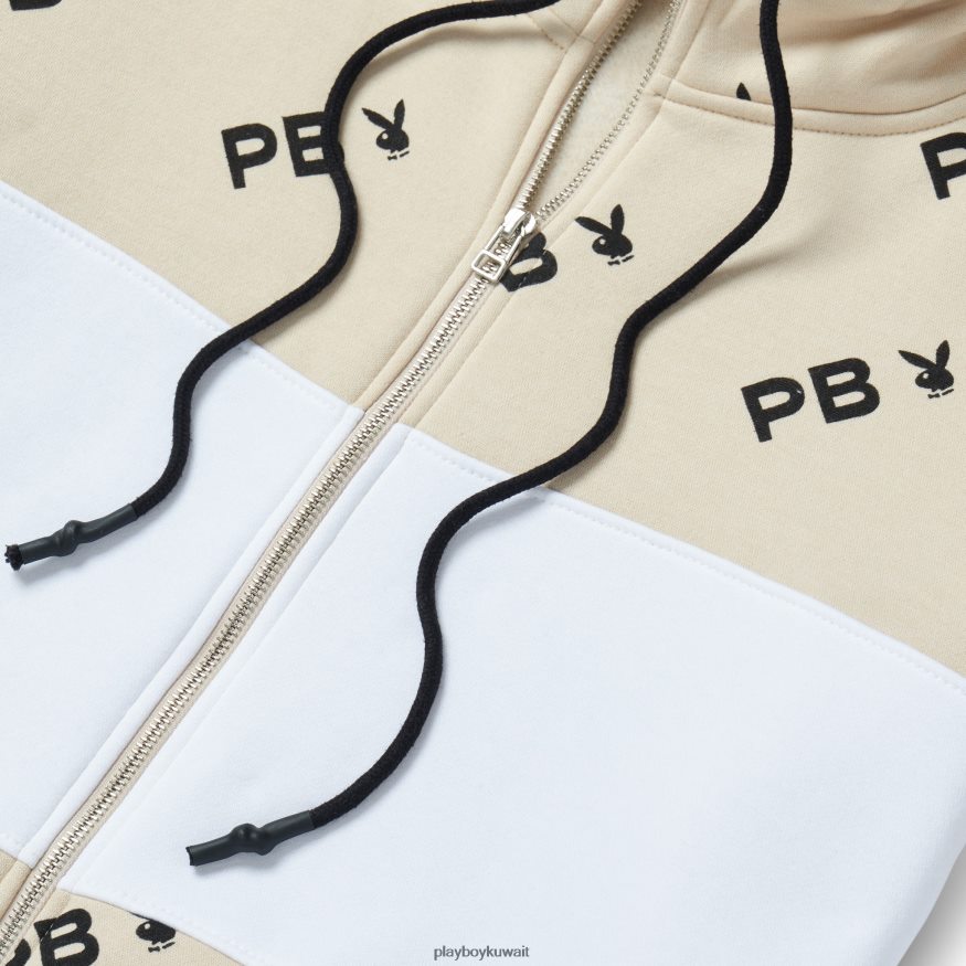 Playboy نحيف سويت شيرت بسحاب ملون ومطبوع بالكامل R820R1127 ملابس حجر