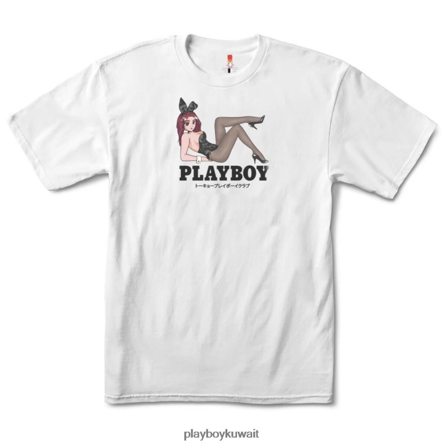 Playboy رجال نادي طوكيو مفتوح تي شيرت متأخر R820R115 ملابس أبيض