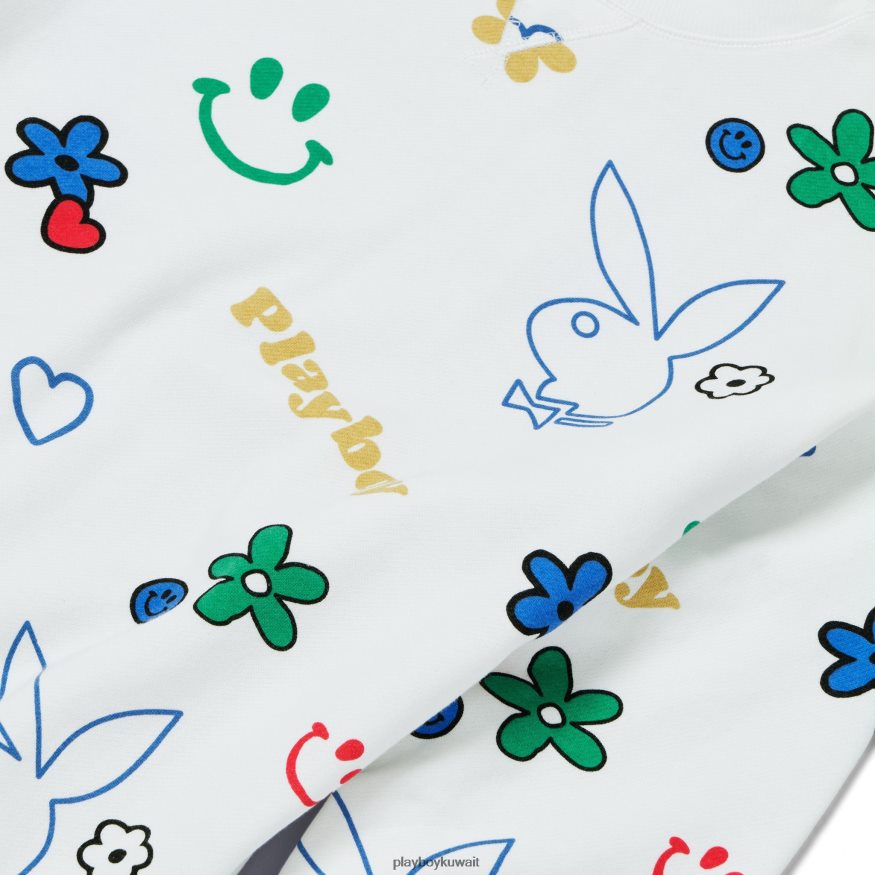 Playboy نحيف خربش البلوز الرقبة الطاقم R820R1154 ملابس نجمة بيضاء