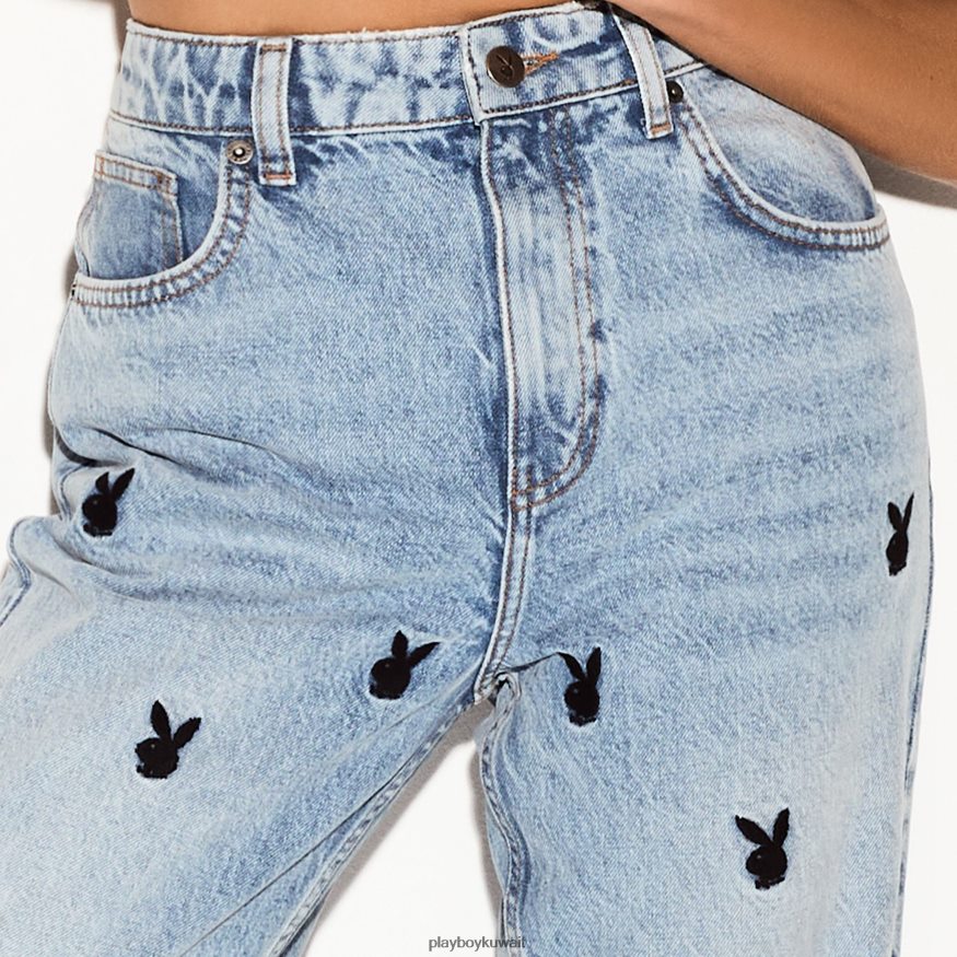 Playboy نحيف جينز خفيف الارتفاع وواسع الساق R820R1163 ملابس إبداعي
