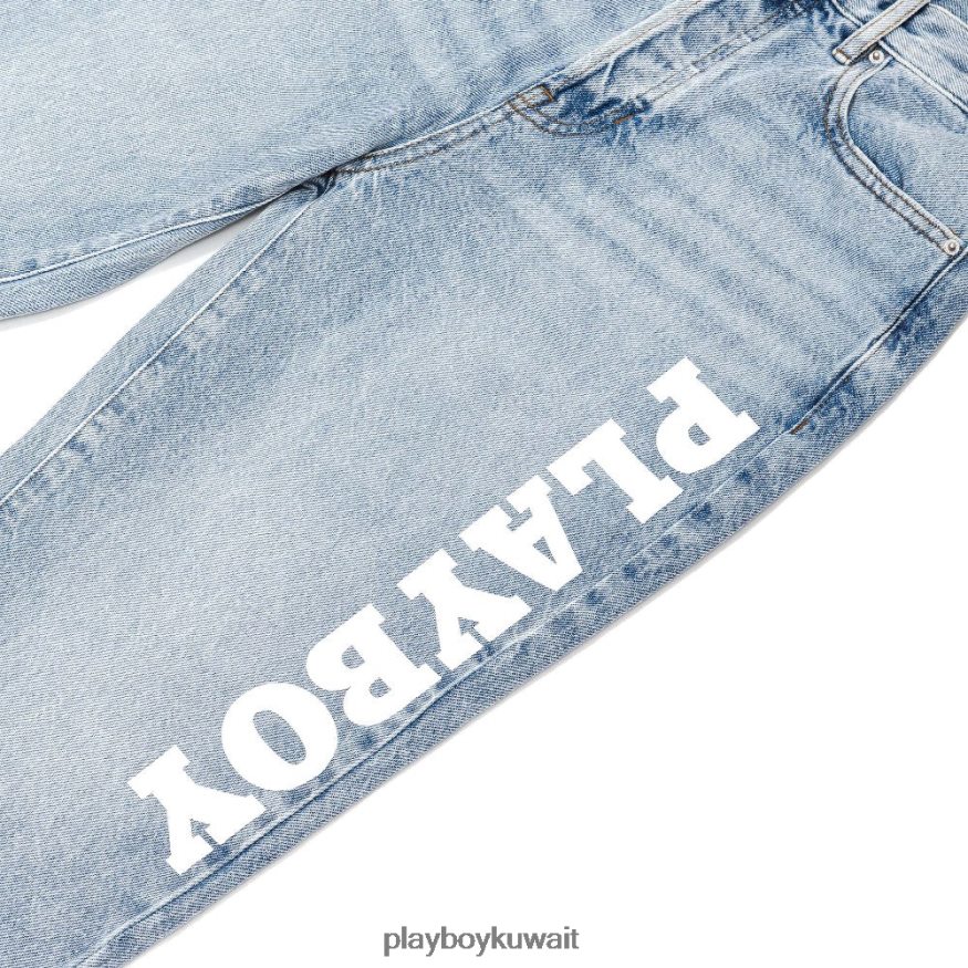 Playboy نحيف بنطال جينز عالي الارتفاع مستقيم الأرجل R820R1182 ملابس إبداعي