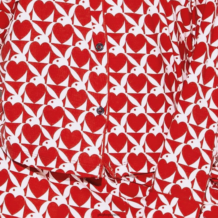 Playboy نحيف مجموعة بيجامة حفلة النوم R820R1215 ملابس أرنب القلب الأحمر