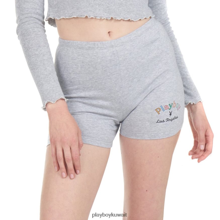 Playboy نحيف قوس قزح دراجة الصاري قصيرة R820R1319 ملابس هيذر رمادي