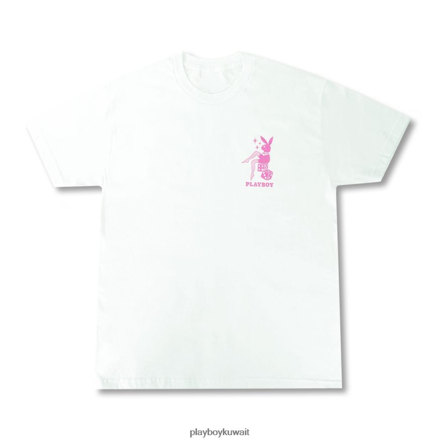 Playboy رجال تي شيرت كرسي النرد R820R137 ملابس أبيض