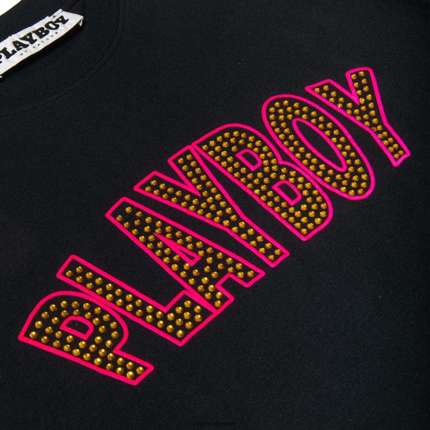 Playboy رجال تي شيرت بفتحات التسمية الرئيسية R820R207 ملابس ليموزين تمتد