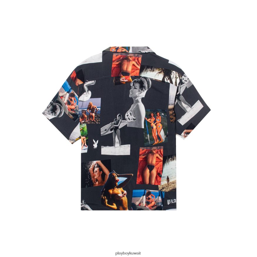 Playboy رجال قميص بأزرار على شكل شريط رملي R820R234 ملابس إبداعي