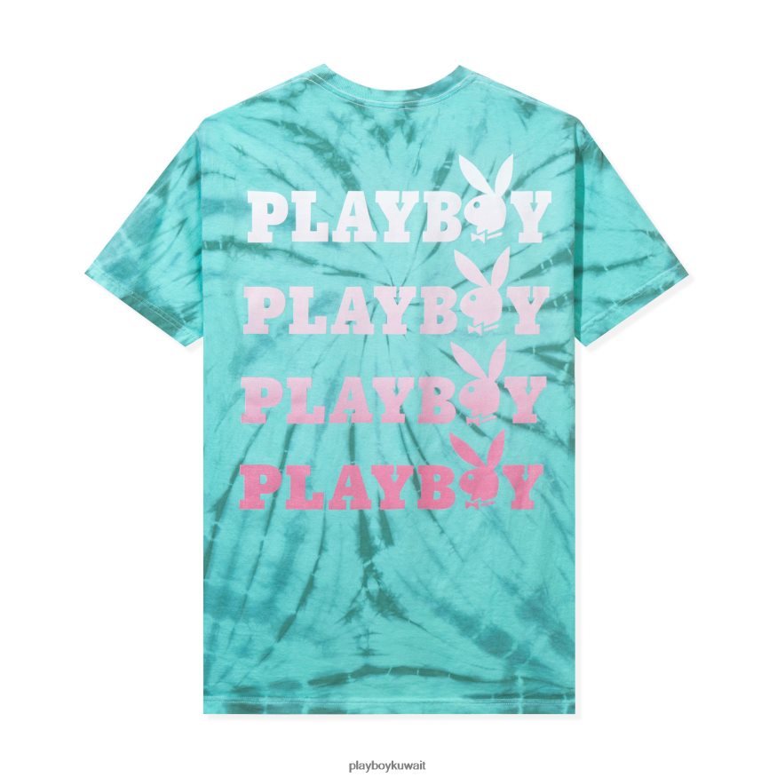 Playboy رجال تكرار تي شيرت صبغ التعادل R820R262 ملابس صبغة ربطة عنق زرقاء