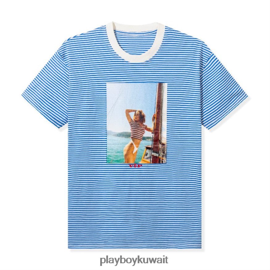 Playboy رجال تي شيرت مخطط لكبار الشخصيات R820R264 ملابس أزرق