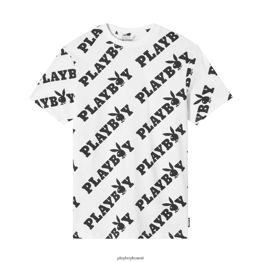 Playboy رجال تكرار تي شيرت التسمية الرئيسية R820R285 ملابس الأبيض أوب