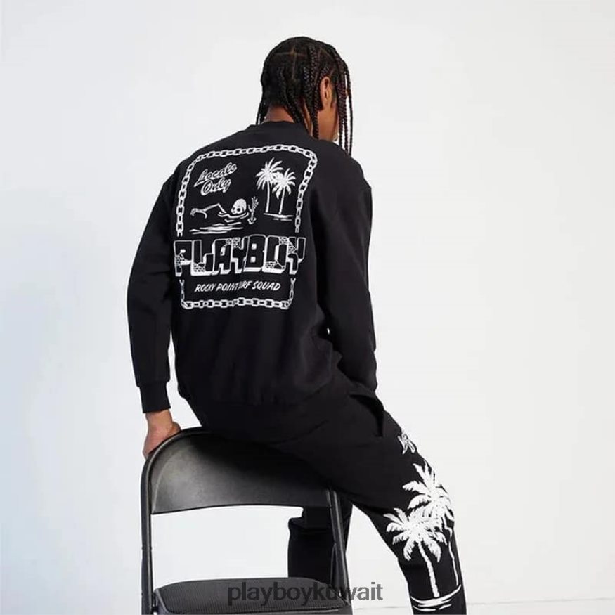Playboy رجال بي بي روكي بوينت بياقة دائرية R820R367 ملابس أسود