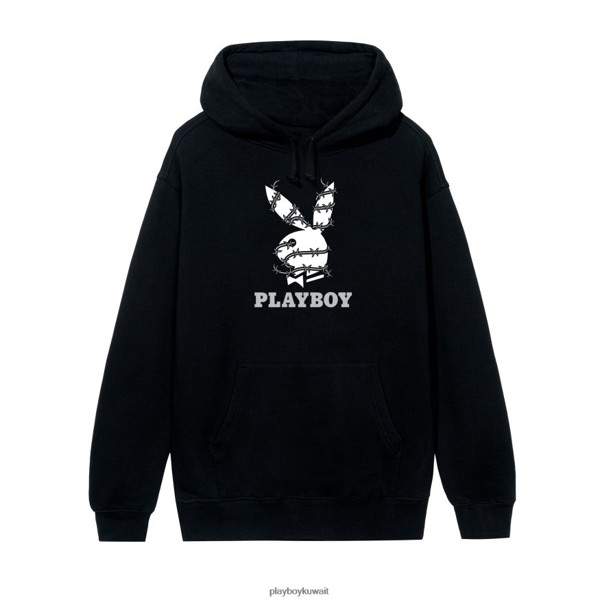 Playboy رجال هوديي الأسلاك الشائكة R820R373 ملابس أسود
