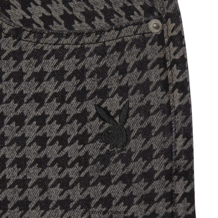 Playboy رجال بنطال جينز بنقشة هاوندزتوث R820R562 ملابس رمادي