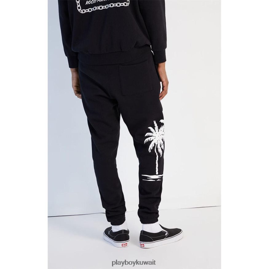 Playboy رجال بنطال رياضي من بي بي بالمز R820R570 ملابس أسود