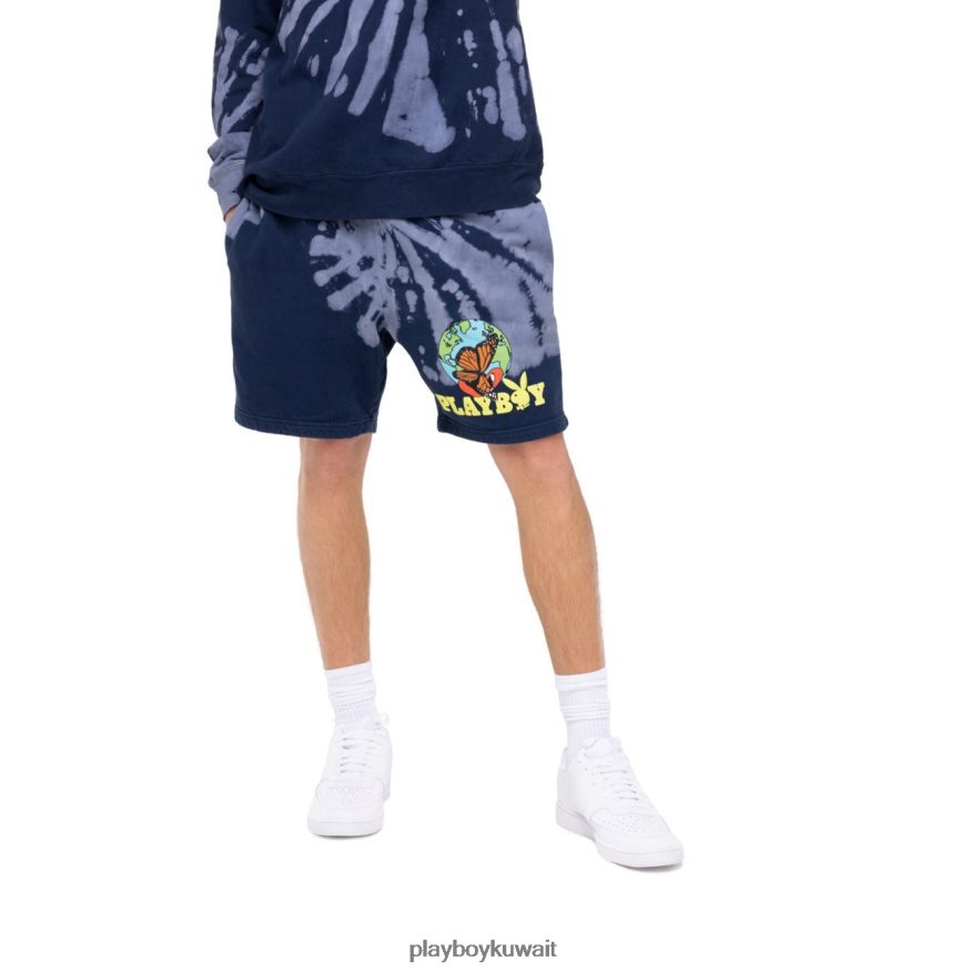 Playboy رجال شورت عرق مصبوغ بصبغة طبيعية R820R609 ملابس إبداعي
