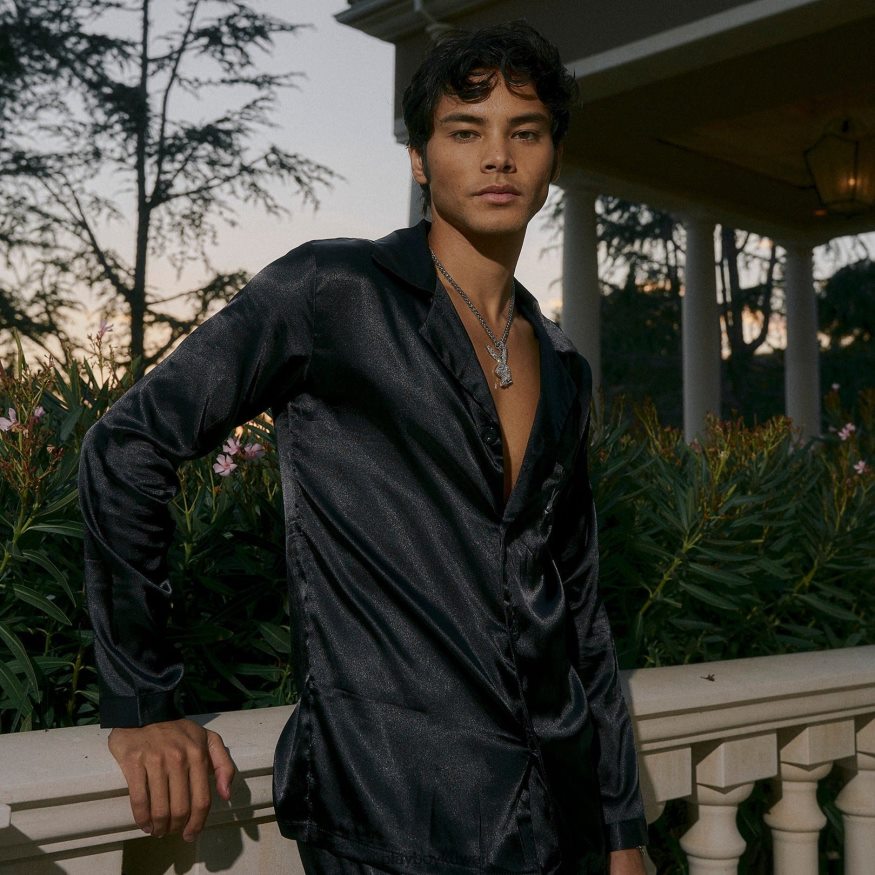 Playboy رجال مجموعة صالة قصر الساتان R820R671 ملابس أسود