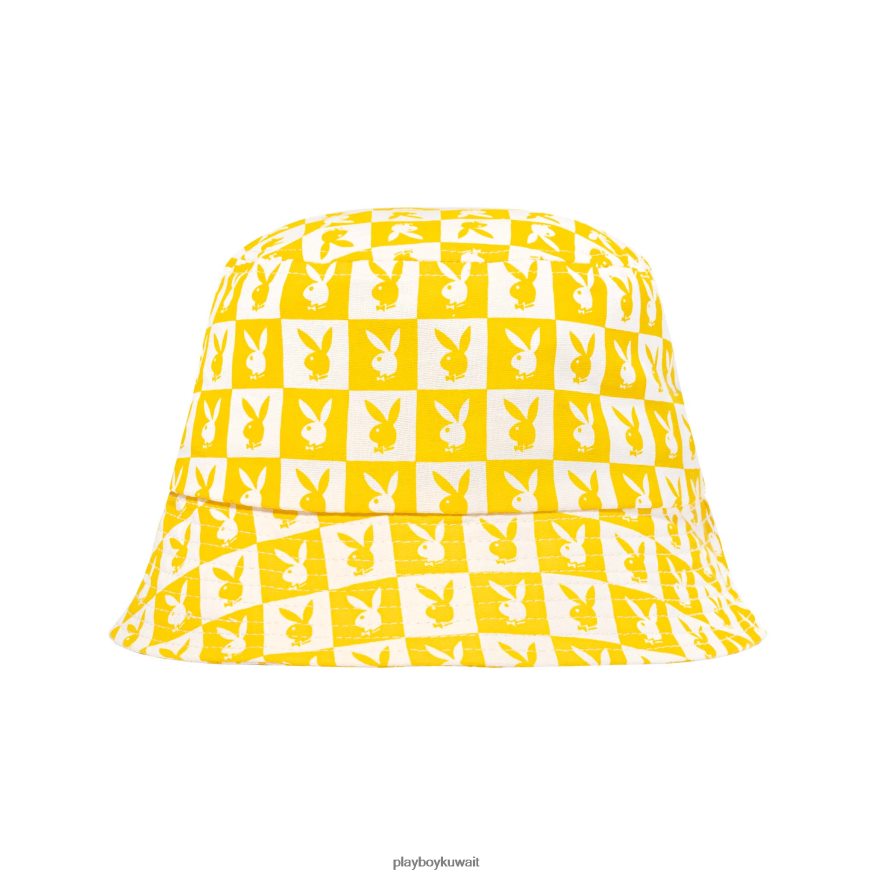 Playboy رجال قبعة دلو بطباعة البلاط R820R730 ملحق أصفر