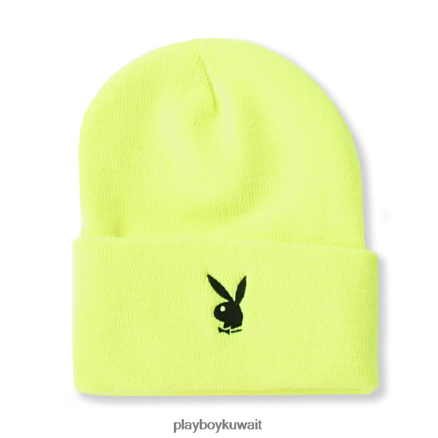Playboy رجال قبعة صغيرة متماسكة ذات أساور على شكل رأس أرنب R820R735 ملحق سلامة الأصفر