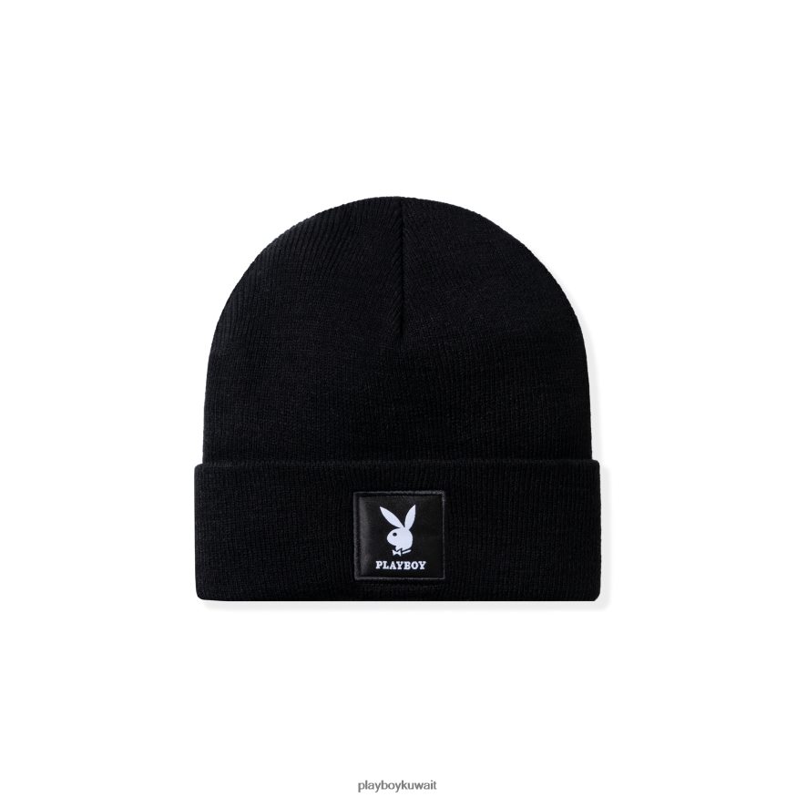 Playboy رجال قبعة صغيرة متماسكة مع رقعة الشعار R820R751 ملحق أسود