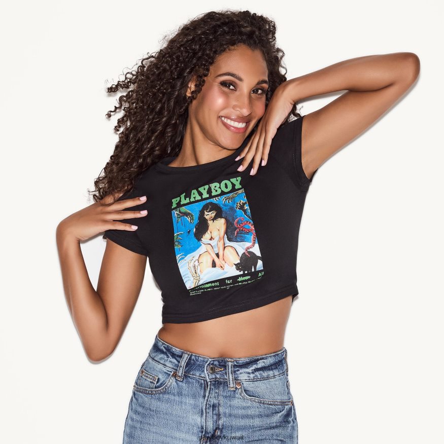 Playboy نحيف فيلم رعب ترويسة الطفل تي شيرت R820R921 ملابس أسود