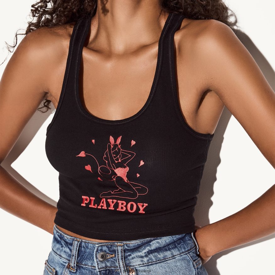 Playboy نحيف دبابة الأرنب الشيطاني بظهر متسابق R820R981 ملابس أسود