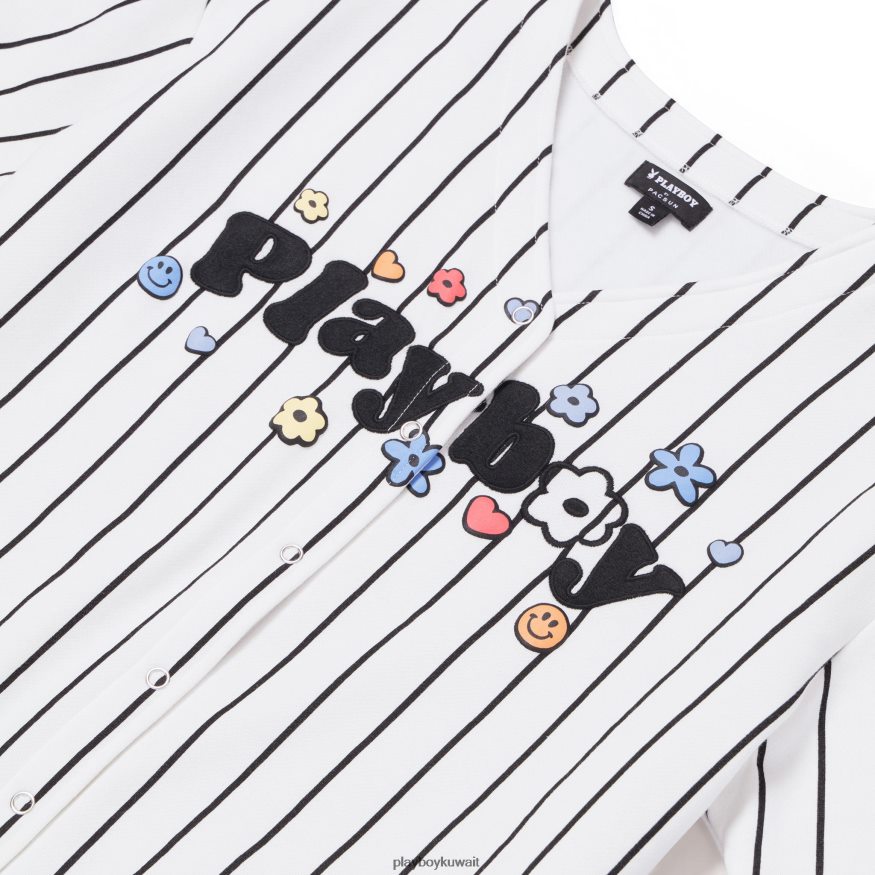 Playboy نحيف قميص جيرسي البيسبول R820R988 ملابس نجمة بيضاء/متعددة