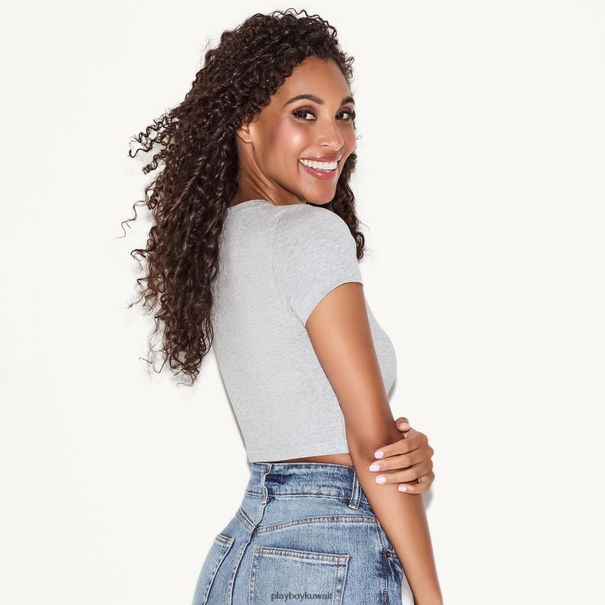 Playboy نحيف تيشيرت أطفال على شكل رأس أرنب ياباني باللون الرمادي R820R997 ملابس إبداعي