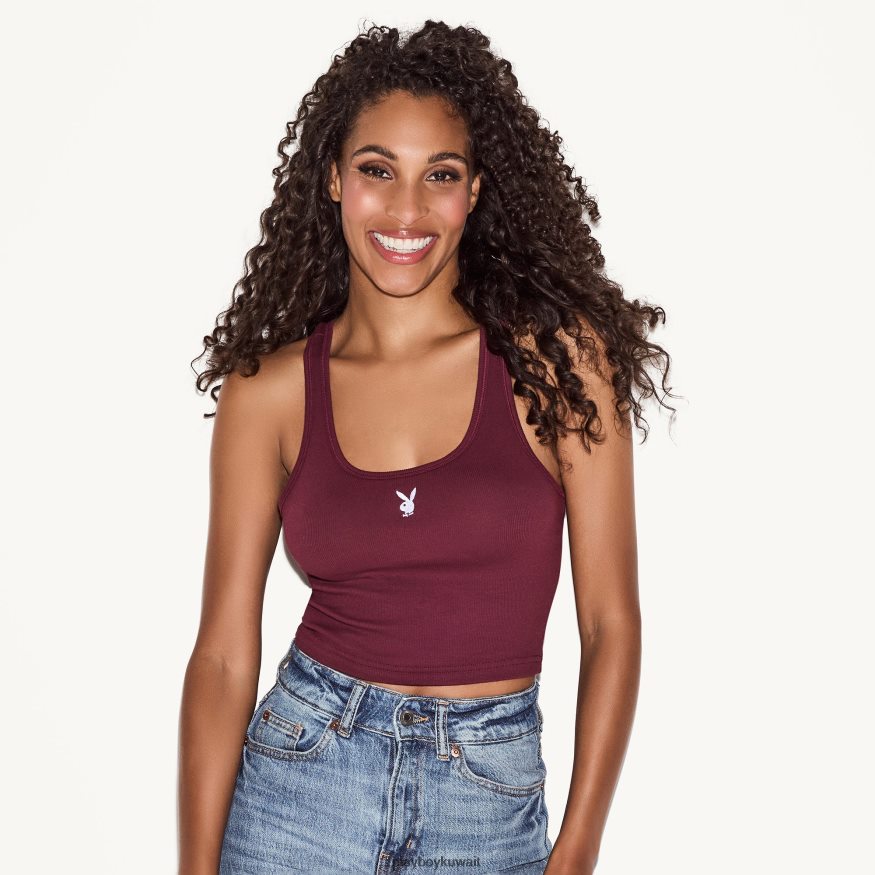 Playboy نحيف تانك كلاسيكي بشعار Racerback R820R1007 ملابس كستنائي