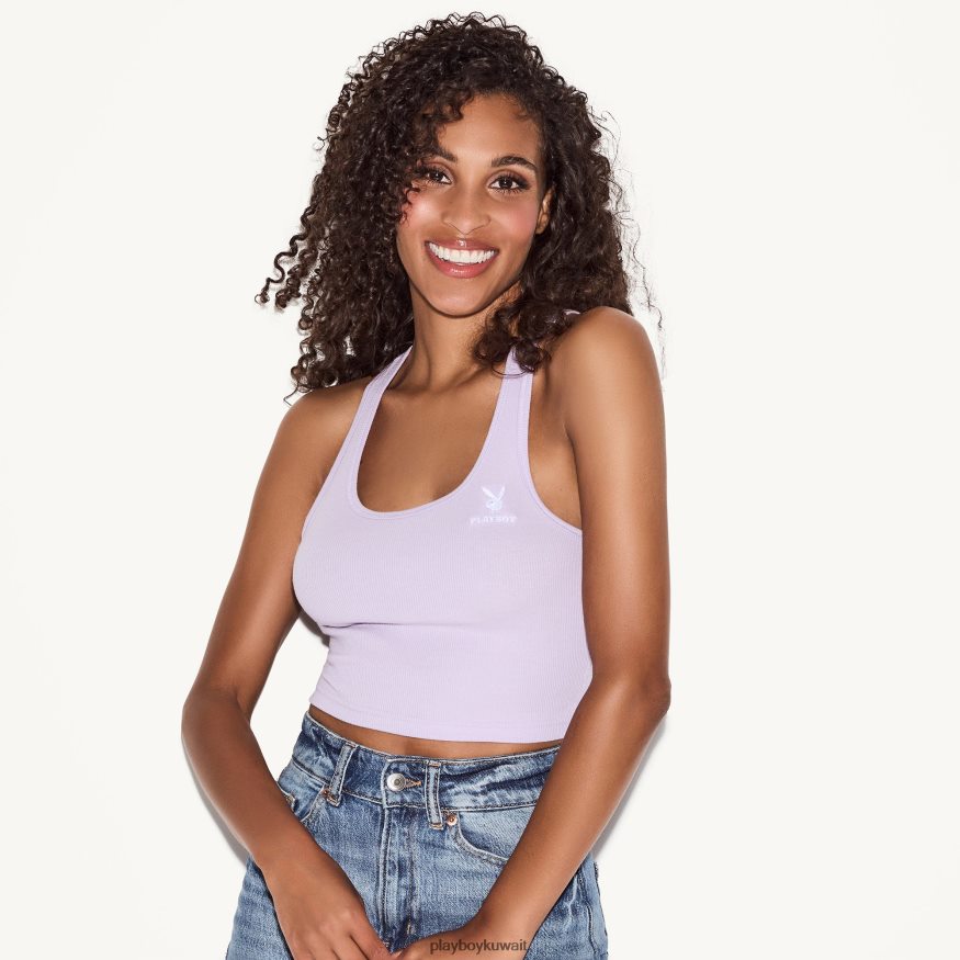 Playboy نحيف تانك كلاسيكي بشعار Racerback R820R1008 ملابس الخزامى