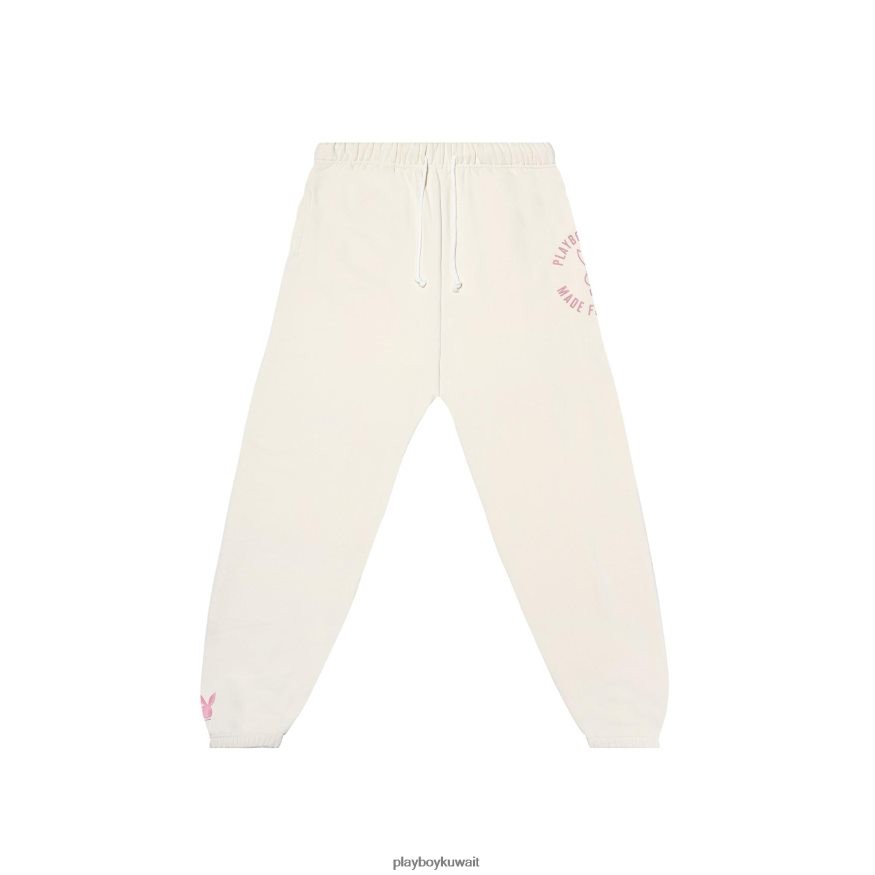 Playboy نحيف تهدئة Sweatpants R820R1247 ملابس أبيض مصفر